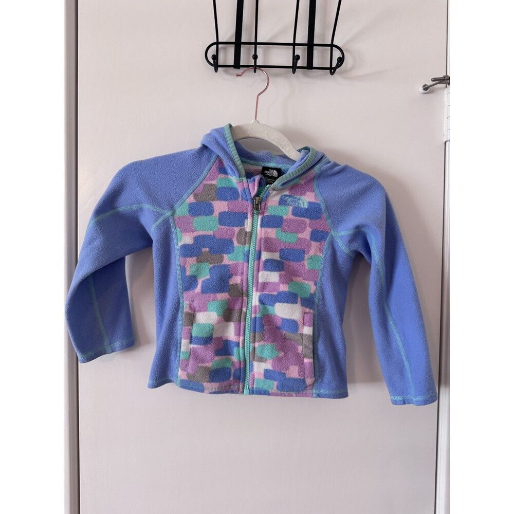 Girls The North Face Glacier Full Zip Fleece Hoodie Purple Blue Pink Size 4T EUC